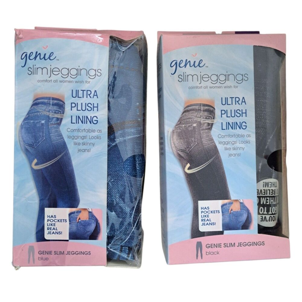 Genie 2Pk As Seen on TV Ultra Soft Plush Lining Blue Black Jeggings Women's 2X